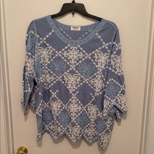 Blue and White Women's Top